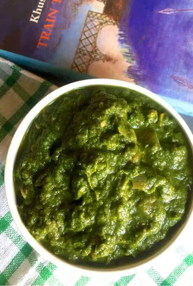 The utlitmate winter comfort food, Sarson ka saag. Mustard leaves cooked with sauteen onion and tomato and spices
