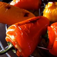 Stuffed Shimla Mirch or coloured peppers stuffed with mashed potatoes and grilled