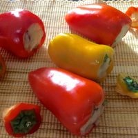 Capsicum being prepared for stuffing