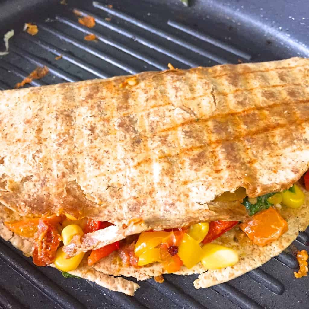 Healthy Wheat Quesadilla with Pesto, Edamame & Corn Recipe Pepper On