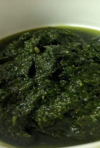 Dark green coloured Fennel Frond Pesto 