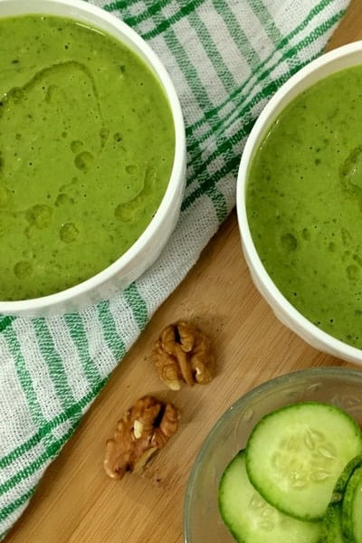 Gazpacho Cucumber Spinach Walnuts_PepperOnPizza.com