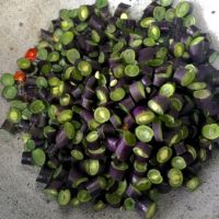 #BeansPoriyal_add sliced beans to the Purple #BeansCurry from PepperOnPizza.com