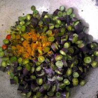 Sautéed Beans_add turmeric and salt to the #BeansPoriyal or Purple #BeansCurry from PepperOnPizza.com