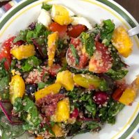 Dandelion Greens Salad with Couscous and Mango
