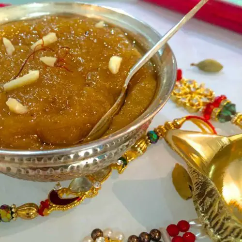 Badam Halwa_festive sweet of of Saffron and Almonds_