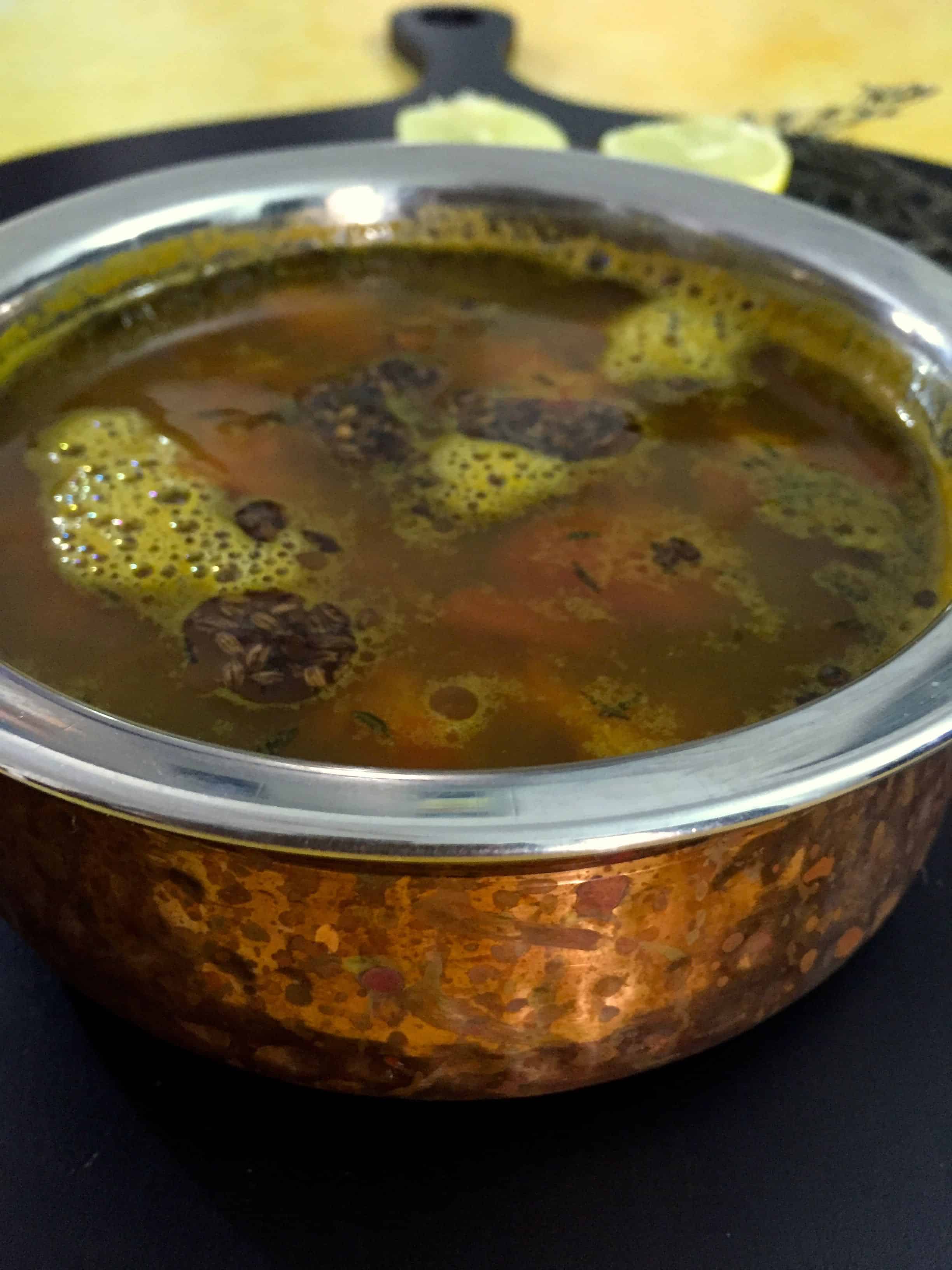 An easy to make Spicy Tomato Rasam