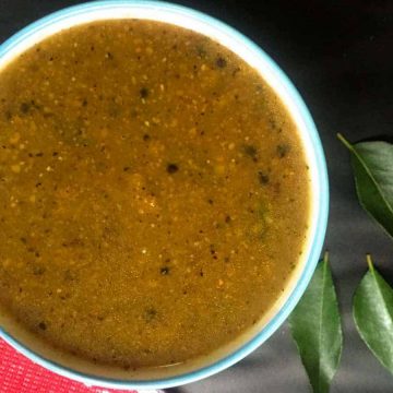 A traditional recipe for new mothers after delivery, Milagu kuzhambu or Pepper kuzhambu / gravy is delicious with hot rice, ghee and roasted pappad.