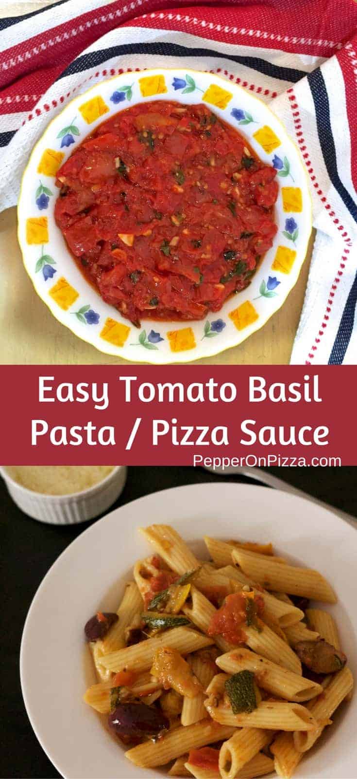 Easy Tomato Basil Sauce For Pasta or Pizza - PepperOnPizza