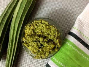 Pathiya peerkangai thogayal (thurai or ridge gourd chutney) with pirandai Bone setter stem for the new mom