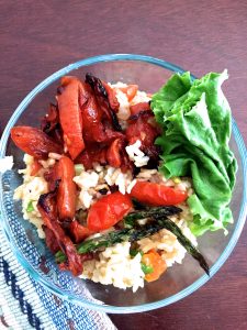 Brown Rice Salad with Roasted Tomatoes and Asparagus