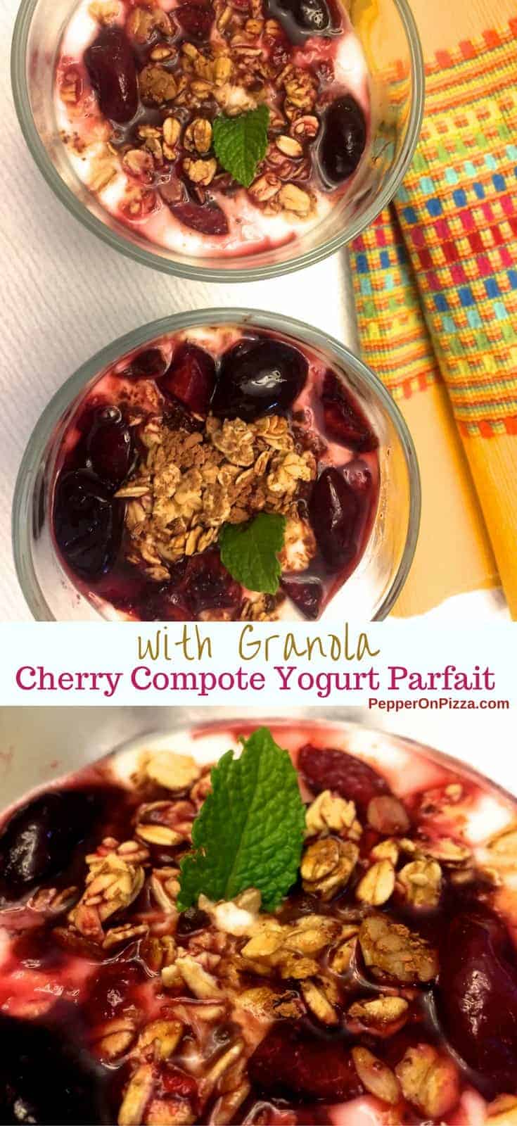 Cherry Compote Yogurt Parfait with Granola PepperOnPizza