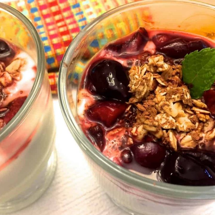 Cherry Compote Yogurt Parfait with Granola PepperOnPizza