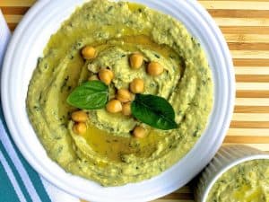 Simple Fresh Lemon Mint Basil Hummus Dip which is easy to make and has all the goodness and flavours of the herbs and garlic. Serve with homemade pita bread
