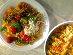 Rotini Pasta in Garlicky burst cherry tomato sauce