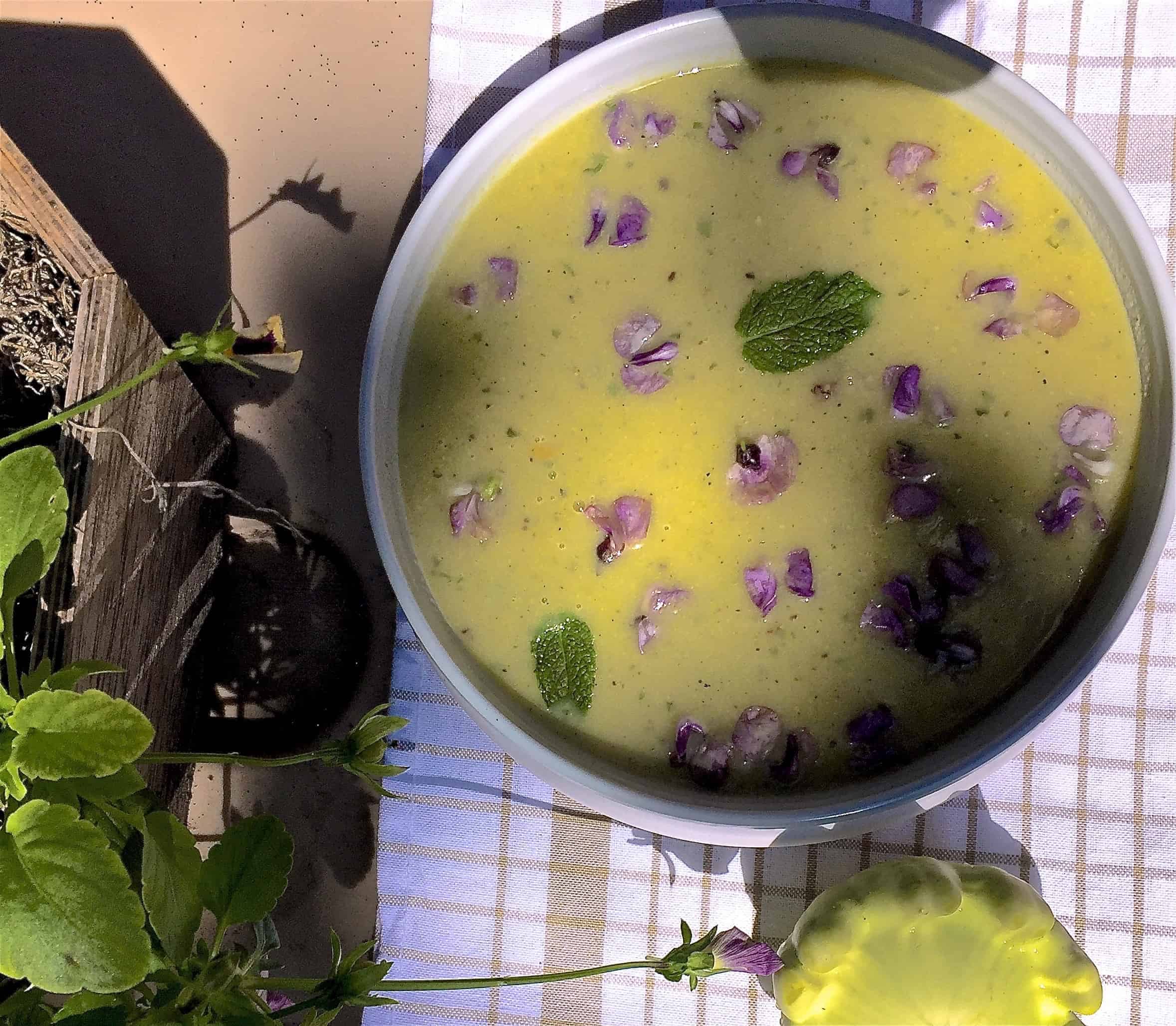 Patty pan squash mint soup