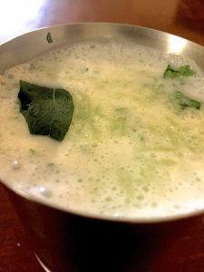 Neer Mor for a refreshing summers drink. Just buttermilk mildly spiced and herbed and with cucumber