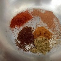 Spices to curry the roasted pumpkin soup - coriander, turmeric, chilli, cinnamon and clove powders