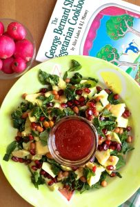 Easy tasty Avocado Fenugreek Leaves Peanut Feta salad with a dressing of Pomegranate and honey