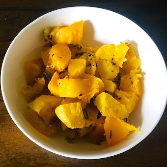 Process shot 3: Peeled Roasted pumpkin slices ready to be pureed for making pumpkin sauce